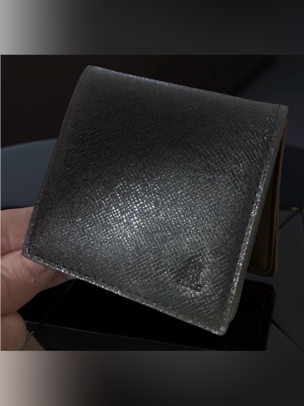 Lanvin Collection Black Leather Coin Pouch Wine Red Interior 3x3 Excellent